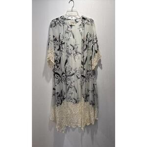 Cleobella Size Small Floral Print Boho Wrap Kimono Embroidered Festival Cottage